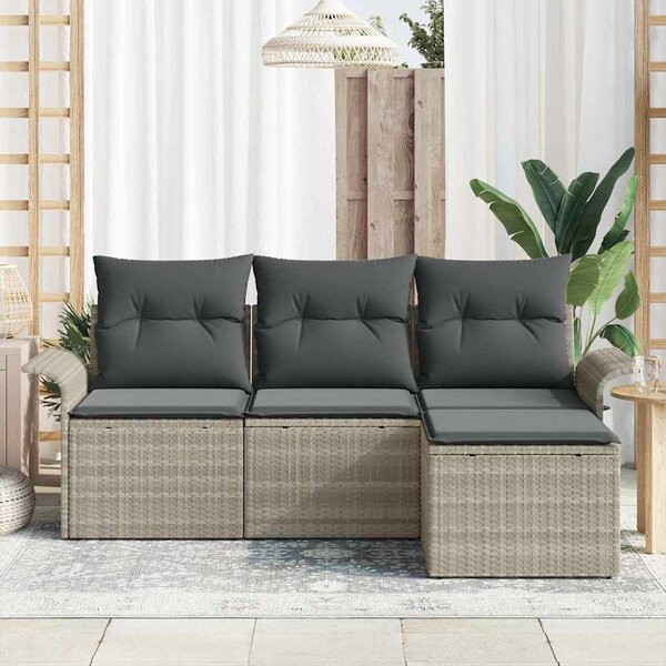 Set pohovek 4 ks 4-Počet míst Šedá polyratan 3345312