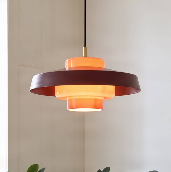 NOLA Závěsné světlo Rico, červené, Ø 38 cm, kov/sklo, Červená, Obývací pokoj / jídelna, kov, Design