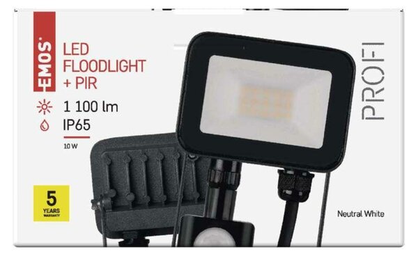 EMOS LED reflektor INOVO s pohybovým čidlem, 10 W, šedý, neutrální bílá ZS2712