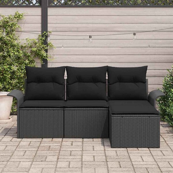 Set pohovek 4 ks 4-Počet míst Černá polyratan 3345313
