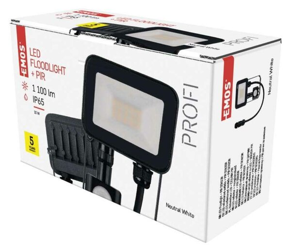 EMOS LED reflektor INOVO s pohybovým čidlem, 10 W, šedý, neutrální bílá ZS2712