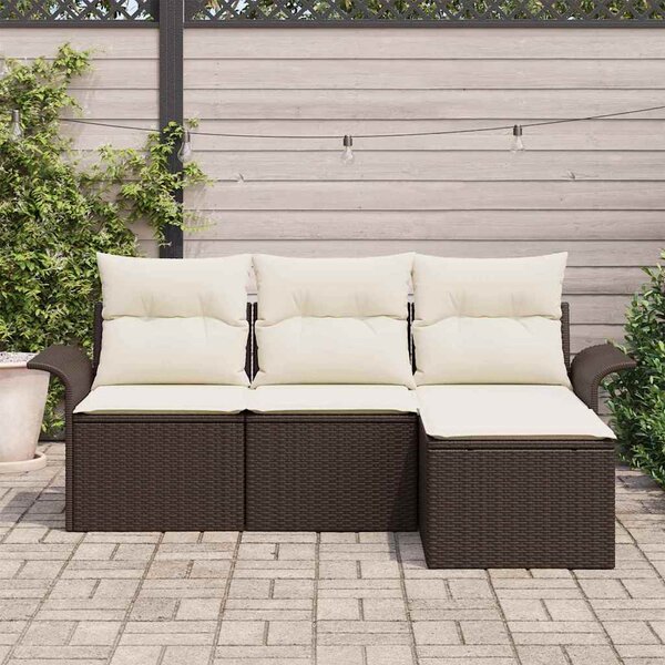 Set pohovek 4 ks 4-Počet míst Hnědá a krémová polyratan 3345308