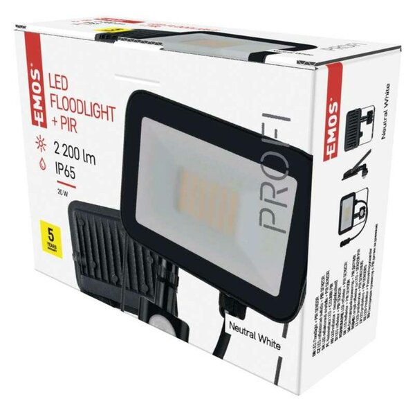 EMOS LED reflektor INOVO s pohybovým čidlem, 20 W, šedý, neutrální bílá ZS2722