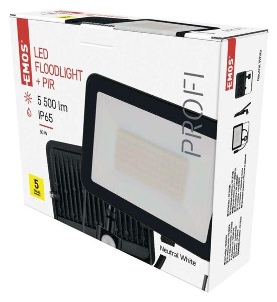 EMOS LED reflektor INOVO s pohybovým čidlem, 50 W, šedý, neutrální bílá ZS2742