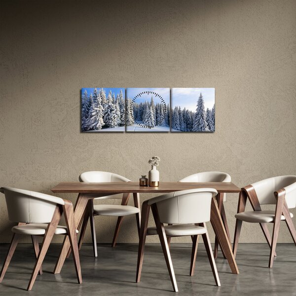 Obraz - Zima v lesích (s hodinami) (90x30 cm)