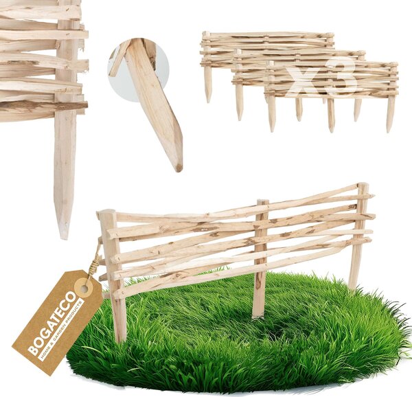 BOGATECO 3x zahradní plot z lískového dřeva 90 cm x 20 cm lemování záhonů lemování trávníku plot dřevěný plot lemování záhonů plot z plotovek lemování záhonů plot z plotovek ideální jako lemování záhonů nebo cestiček