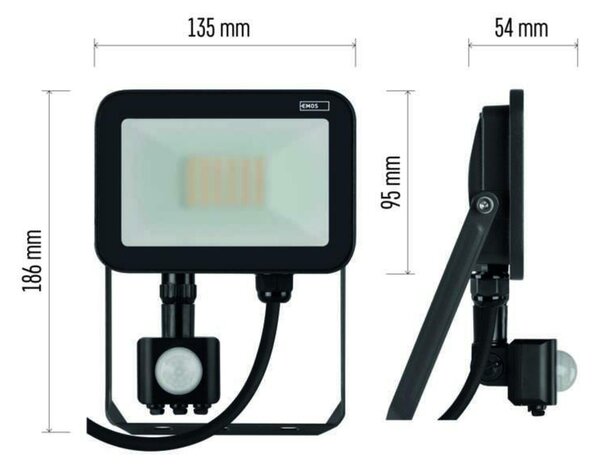 EMOS LED reflektor INOVO s pohybovým čidlem, 20 W, šedý, neutrální bílá ZS2722