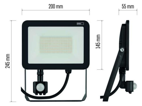 EMOS LED reflektor INOVO s pohybovým čidlem, 50 W, šedý, neutrální bílá ZS2742