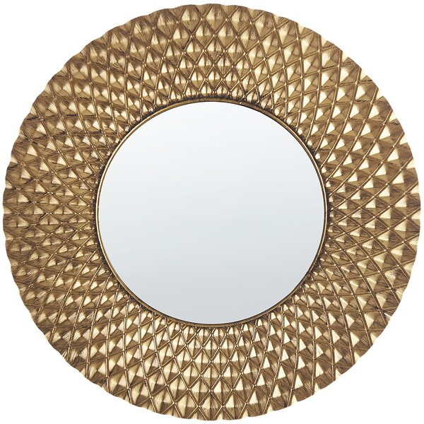 Nástěnné zrcadlo kovové ø 38 cm zlaté TULON