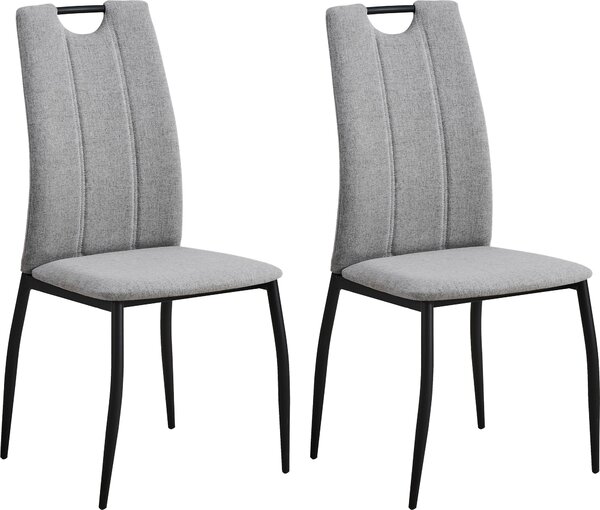 Jídelní židle CasaDolce STARKES, sada 4 kusů, světle šedá, 47x54x97 cm, ergonomické opěradlo, madlo na přenášení, čalouněné, kovové nohy, max. nosnost 120 kg