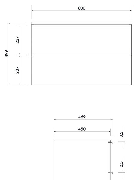 Cersanit Virgo skříňka s deskou 80x46.9x49.9 cm pod umyvadlo závěsná bílá S522-027