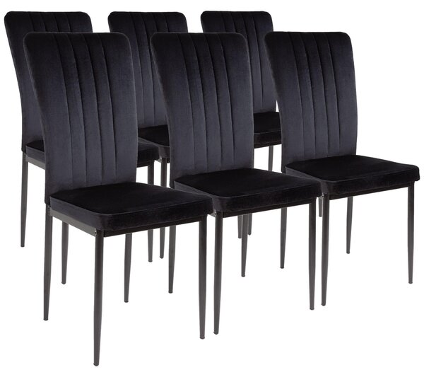 Židle do jídelny Albatros se sametovým potahem sada 6 židlí MODENA, černá - stylový vintage design, elegantní čalouněná židle k jídelnímu stolu - kuchyňská nebo jídelní židle s vysokou nosností