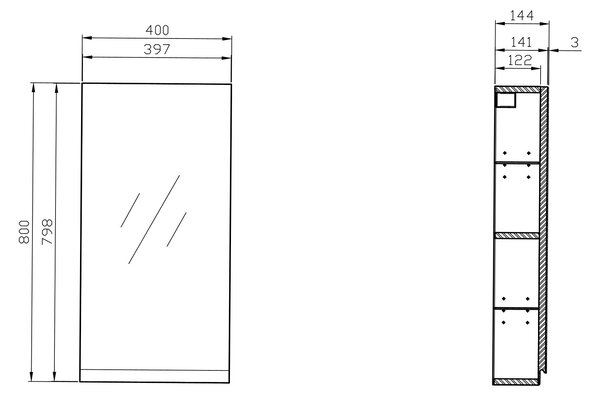 Cersanit Moduo skříňka 40x14.4x80 cm boční závěsná bílá S590-032-DSM