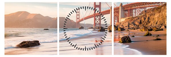 Obraz - Golden Gate Bridge (s hodinami) (90x30 cm)
