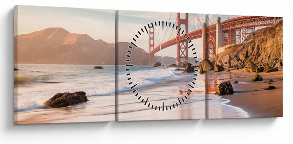 Obraz - Golden Gate Bridge (s hodinami) (90x30 cm)