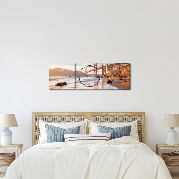 Obraz - Golden Gate Bridge (s hodinami) (90x30 cm)