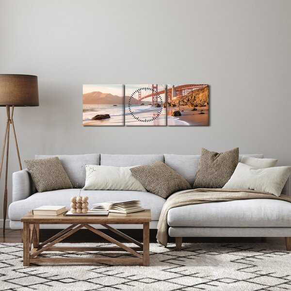 Obraz - Golden Gate Bridge (s hodinami) (90x30 cm)
