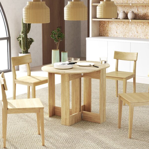HOMCOM Skládací Jídelní Stůl Kuchyňský Stůl se 2 Sklopnými Křídly Skládací Stůl pro 2-4 Osoby 104x76x73,7 cm Dub | Aosom