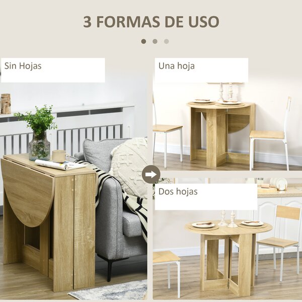 HOMCOM Skládací Jídelní Stůl Kuchyňský Stůl se 2 Sklopnými Křídly Skládací Stůl pro 2-4 Osoby 104x76x73,7 cm Dub | Aosom