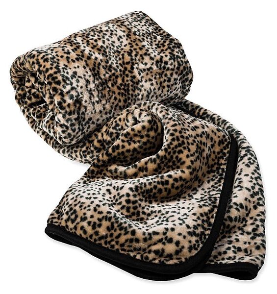 Přehoz LUXUS drobný leopard hnědočerná 220 x 240 cm