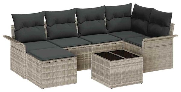 Sada zahradních pohovek 7 ks Světle šedá polyratan 3354111