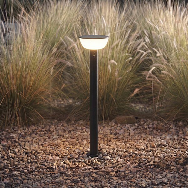 Lindby Solární LED svítidlo Obintu, černé, 63 cm, se senzorem, stmívatelný, Černá, kov, Moderní, Solární lampy