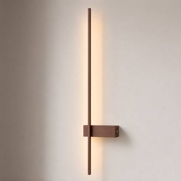 Lindby Nástěnné světlo Natsumi, hnědé, hliník, 90 cm, Hnědá / rez, Obývací pokoj / jídelna, Hliník, Moderní