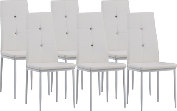 Jídelní židle Albatros DIAMOND sada 6 kusů, bílá - Elegantní vzhled diamantu, čalouněná židle s koženkovým potahem, moderní stylový design u jídelního stolu, kuchyňská židle, židle do jídelny s vysokou nosností