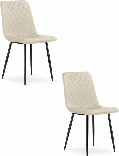 Židle Valora TURIN béžová sametová x2 - Elegantní pár béžových židlí