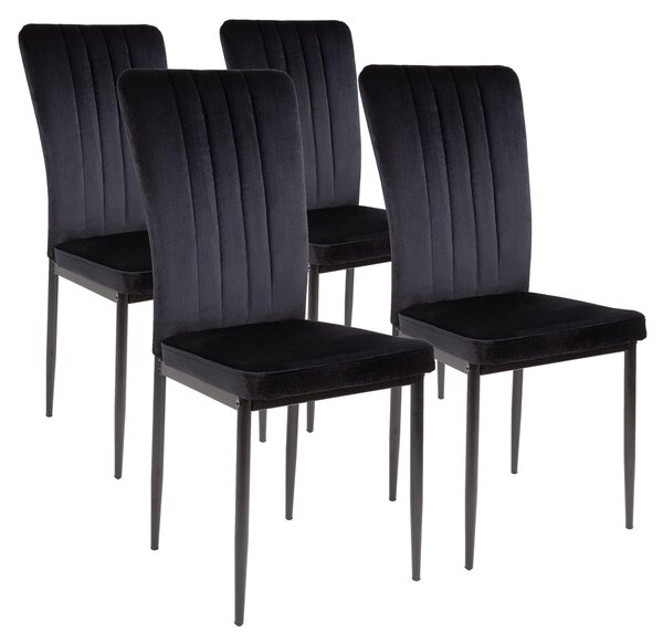 Židle do jídelny Albatros se sametovým potahem sada 4 MODENA, černá - stylový vintage design, elegantní čalouněná židle k jídelnímu stolu - židle do kuchyně nebo jídelny s vysokou nosností