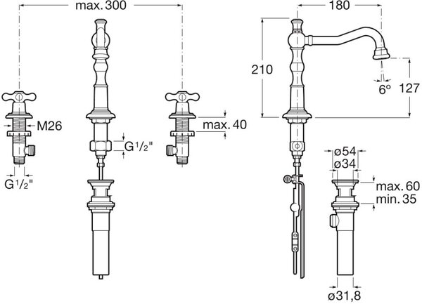 Roca Carmen umyvadlová baterie stojící chrom A5A444BC00