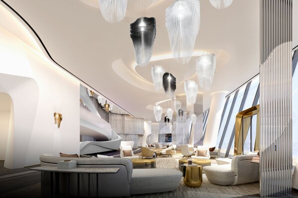 SLAMP AVISM00WHF01T00000EU Avia suspension M, bílé designové svítidlo od Zaha Hadid, 3x12W E27 + 7W Spot LED PAR 20, 100cm