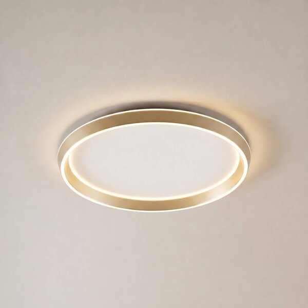 Lucande LED stropní svítidlo Rylan, mosaz, Ø 62 cm, stmívatelné s regulací, stmívatelný, Mosaz / zlato, Obývací pokoj / jídelna, kov, Moderní
