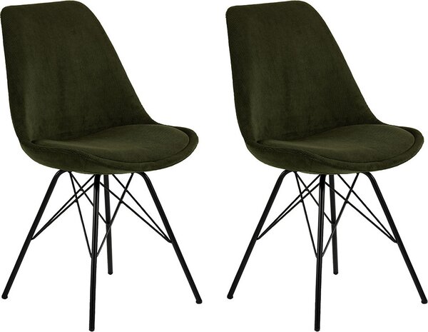 Jídelní židle z manšestrové látky Smuk Erina Olive Green - 2 kusy