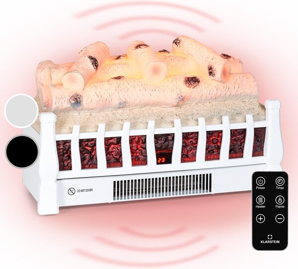 Elektrický krb Klarstein, elektrické ohřívače do obývacího pokoje a interiéru, elektrický krb s LED plameny, krb s ovládáním pomocí aplikace, ventilátorový ohřívač s časovačem, nastavitelný termostat, ohřívač 1800 W