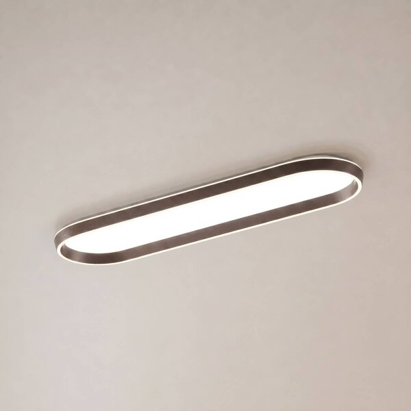 Lucande LED stropní svítidlo Rylan, 112 cm, hnědé, stmívatelné,, stmívatelný, Hnědá / rez, Obývací pokoj / jídelna, kov, Moderní