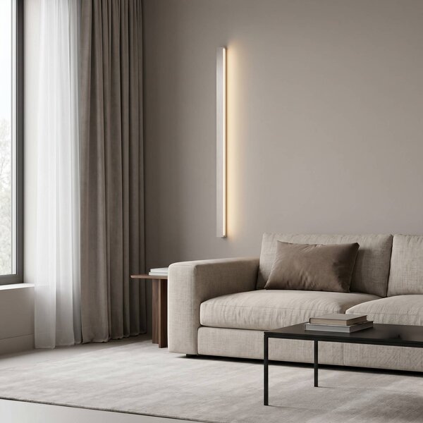 Lucande LED nástěnné světlo Kinsley, 90 cm, nikl, stmívatelné,, stmívatelný, Hliník / šedá / zinek, Obývací pokoj / jídelna, kov, Moderní