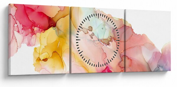 Obraz - Inkoustová abstrakce (s hodinami) (90x30 cm)