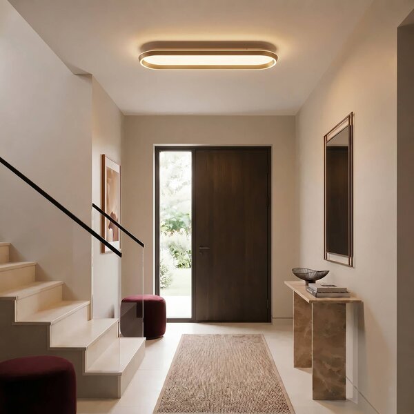 Lucande LED stropní svítidlo Rylan, 112 cm, mosaz, stmívatelné,, stmívatelný, Mosaz / zlato, Obývací pokoj / jídelna, kov, Moderní