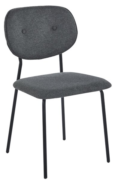 Čalouněná židle Henry velur šedá s kovovými nohami v retro designu