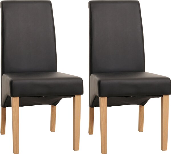 Sada 2 jídelních židlí kuchyňská židle židle M37 matná Imitace kůže, černá, světlé nohy