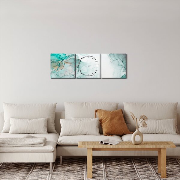 Obraz - Inkoustová abstrakce 2 (s hodinami) (90x30 cm)
