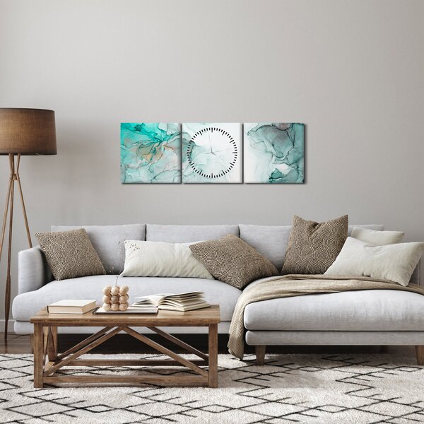Obraz - Inkoustová abstrakce 2 (s hodinami) (90x30 cm)