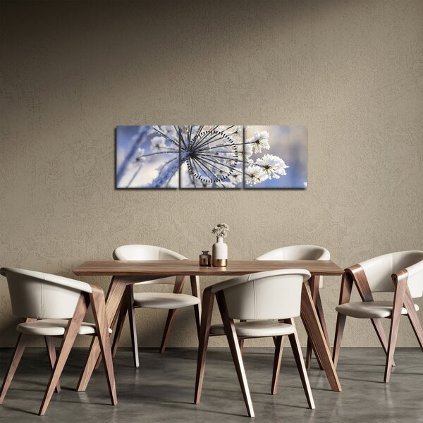 Obraz - Zmrzlý květ (s hodinami) (90x30 cm)