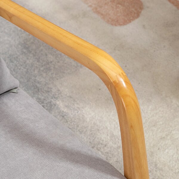 HOMCOM Lounge Křeslo Nordic Křeslo Obývací Pokoj S Rukama Polštář a Rám z Kaučukovníku pro Ložnici Nosnost 120 kg 61x78x76 cm Šedé | Aosom
