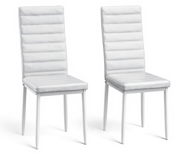 Sada 2 jídelních židlí Bealife s koženkou, kuchyňská židle s vysokým opěradlem, čalouněná židle s ergonomickým designem, TB49 White