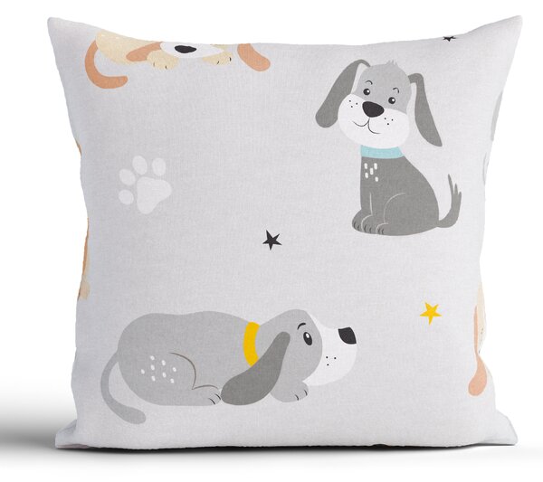 MK Lůžkoviny Bavlněný povlak na polštářek Renforcé 40 x 40 cm - Pejsci šedé