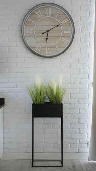 KOVOVÝ KVĚTINÁČ SE STOJÁNEM RECT 90X24X44 CM ČERNÁ