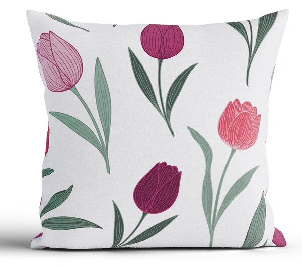 MK Lůžkoviny Bavlněný povlak na polštář Renforcé 40 x 40 cm - Květy tulipánů fialové