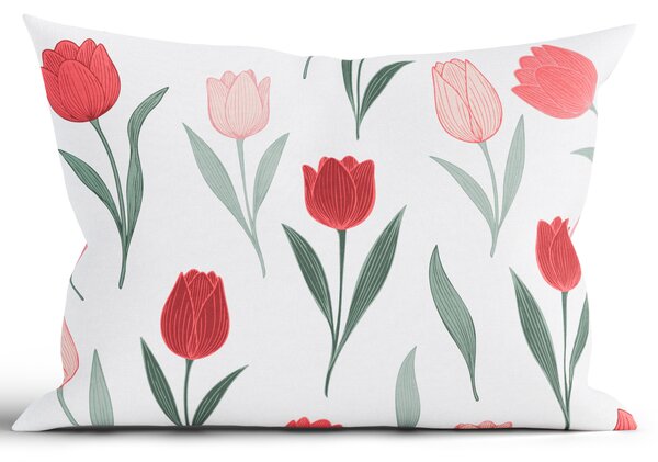 MK Lůžkoviny Bavlněný povlak na polštář Renforcé 50 x 70 cm - Květy tulipánů červené